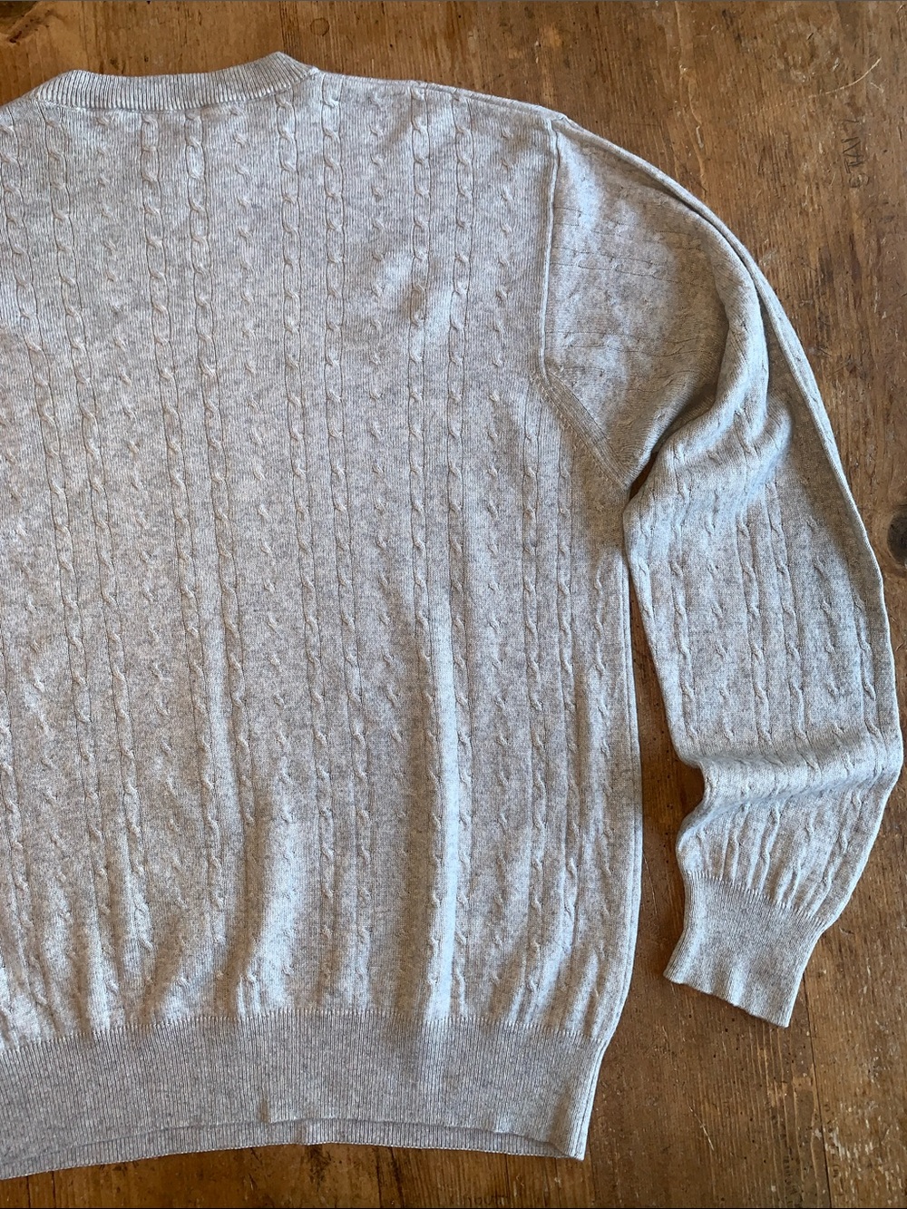 I Levrieri Italian Cashmere Silk Light Gray Cable-Knit Crewneck Sweater - Picture 12 of 16